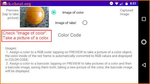 Color Codes: digitized color to record and compare screenshot