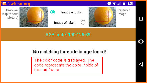 Color Codes: digitized color to record and compare screenshot