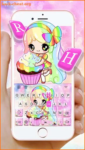 Colorful Cupcake Girl Keyboard Theme screenshot