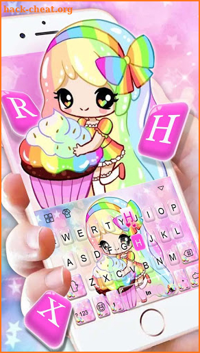 Colorful Cupcake Girl Keyboard Theme screenshot