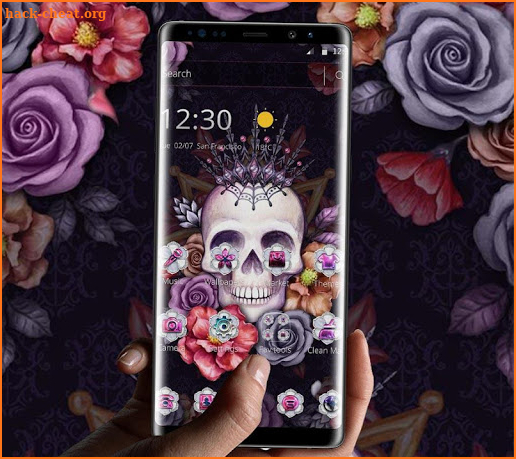 Colorful Flower Skull Fancy Theme screenshot