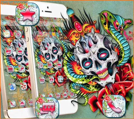 Colorful Flower Skull Theme screenshot