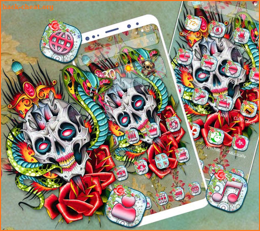 Colorful Flower Skull Theme screenshot