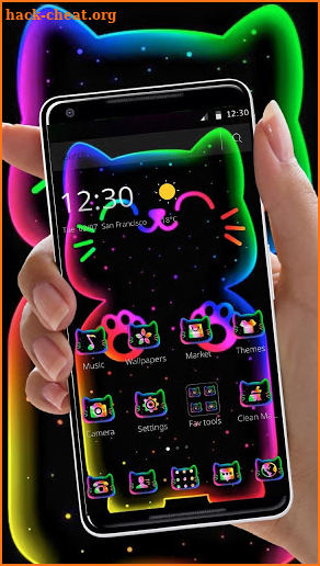 Colorful Neon Black Cat Theme screenshot