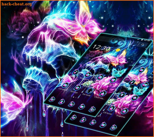 Colorful Neon Butterfly Skull Theme screenshot