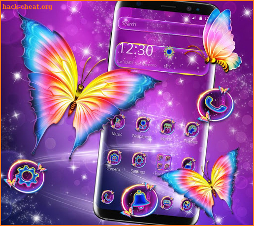 Colorful Neon Butterfly Theme screenshot