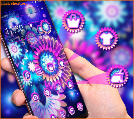 Colorful Neon Flowers Theme screenshot