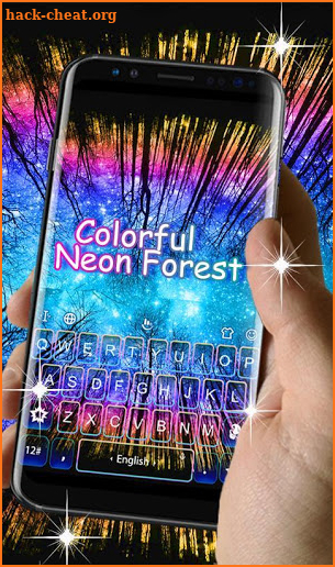 Colorful Neon Forest Keyboard Theme screenshot