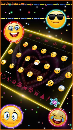 Colorful Neon Sparkling Heart Keyboard screenshot