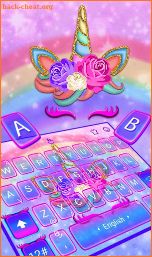 Colorful Pink Glitter Unicorn Keyboard Theme screenshot