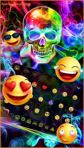 Colorful Smokey Neon Skull Cool screenshot