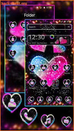 Colorful Sparkling Heart Theme screenshot