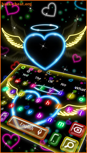 Colorfull Neon Heart Keyboard screenshot