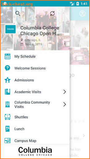 Columbia Admissions Events screenshot