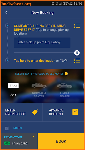 ComfortDelGro Taxi Booking App screenshot