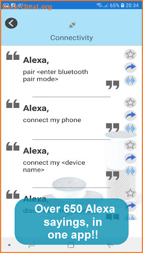 Commands for Amazon Alexa App screenshot