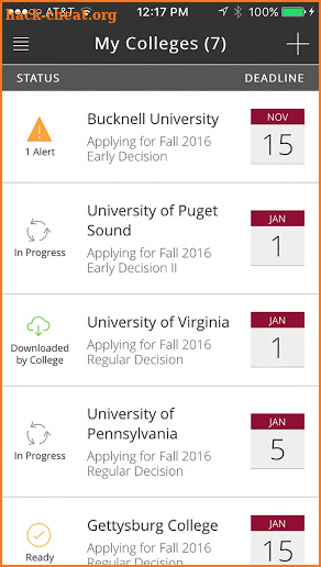 Common App onTrack screenshot