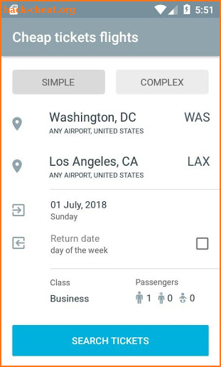 Compare flight fare screenshot