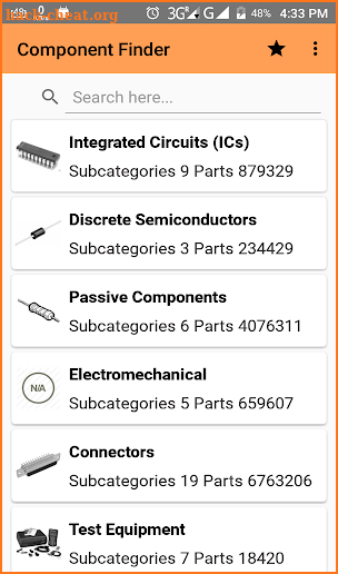 Component Finder Free: Electronic Parts, Datasheet screenshot