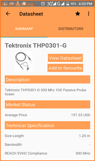 Component Finder Free: Electronic Parts, Datasheet screenshot