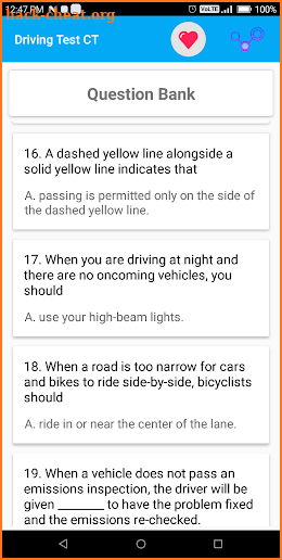 Connecticut DMV Permit Practice Test 2018 screenshot