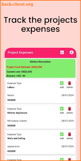 Construction Cost Tracker screenshot