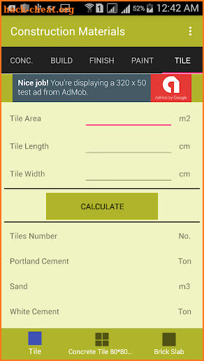 Construction Material Estimate screenshot