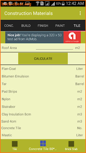 Construction Material Estimate screenshot