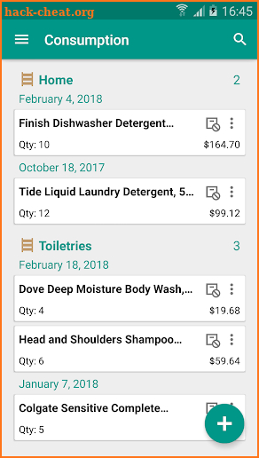 Consumption Tracker screenshot