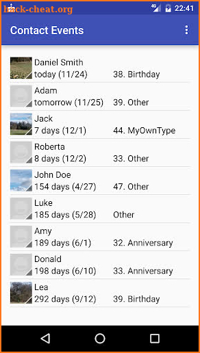 Contact Events & Birthdays PRO screenshot