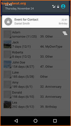 Contact Events & Birthdays PRO screenshot