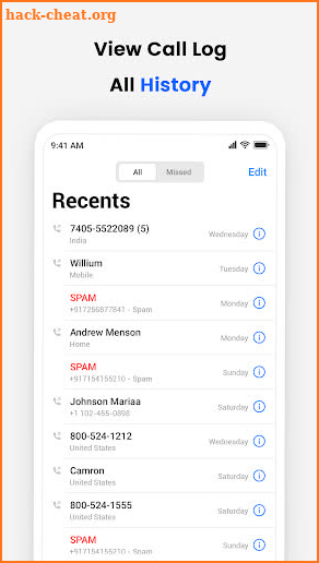 Contacts screenshot