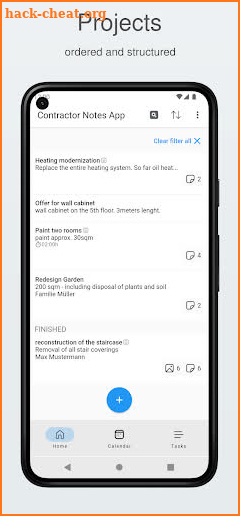 Contractor notes app screenshot