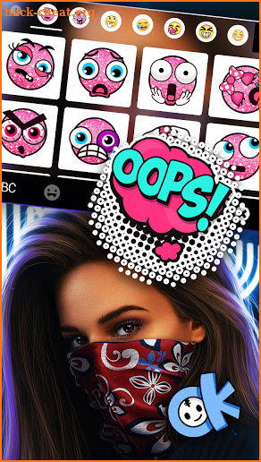 Cool Mask Girl Keyboard Background screenshot