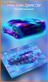 Cool Neon Blue Sports Car Keyboard Theme screenshot