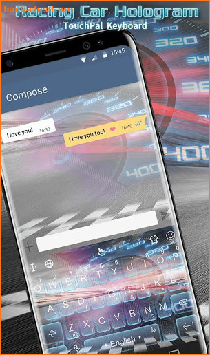 Cool Sports Racing Car Hologram Keyboard Theme screenshot