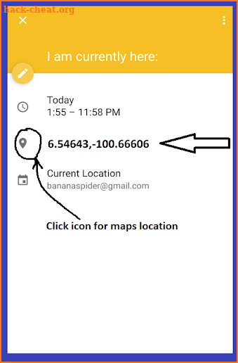 Coordinates to Calendar screenshot