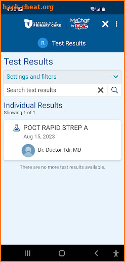 COPC MyChart screenshot