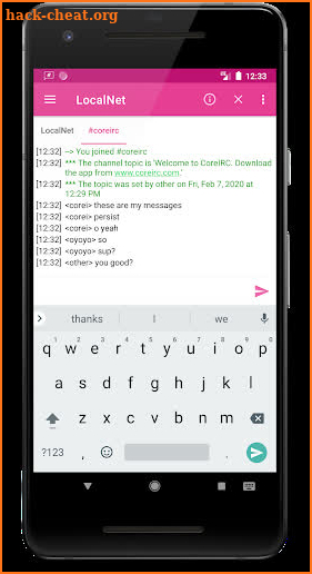 CoreIRC - social chat and file transfers screenshot