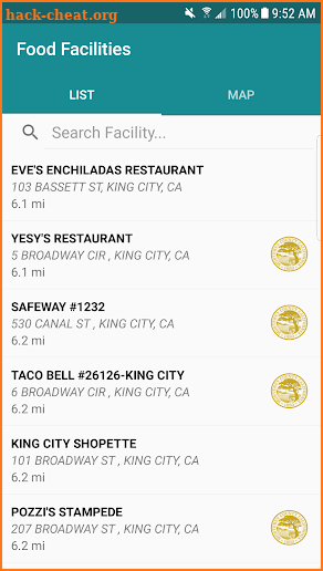 County of Monterey Food Inspection Findings screenshot