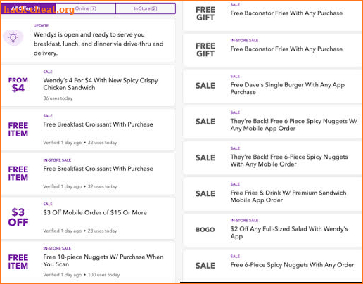 Coupons Deals for Wendys Restaurants screenshot