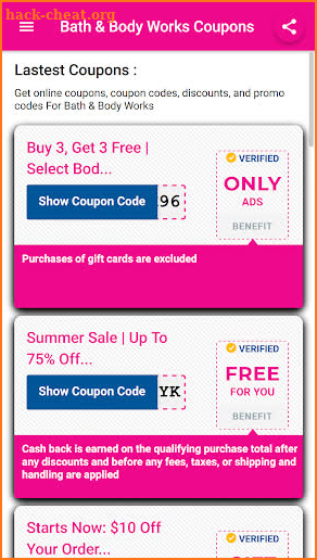 Coupons for Bath & Body Works screenshot