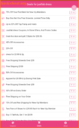 Coupons for Justfab screenshot