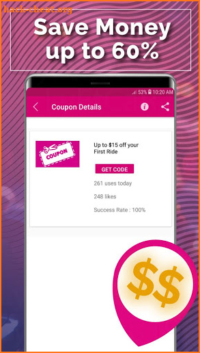 Coupons for Lyft Taxi screenshot