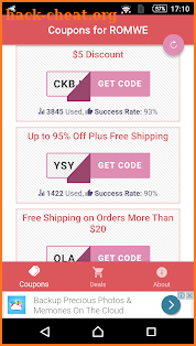 Coupons for Romwe screenshot