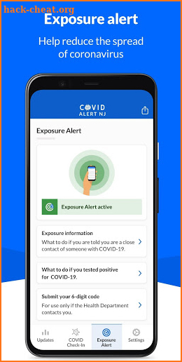 COVID Alert NJ screenshot