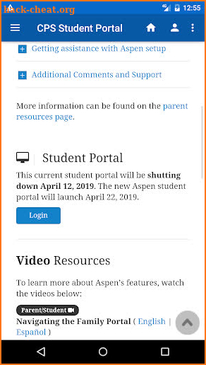 CPS Student Portal screenshot