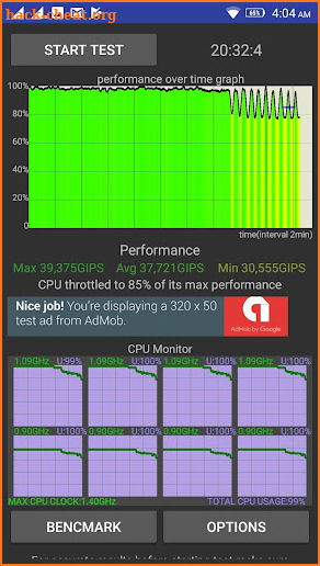 CPU Throttling Test screenshot