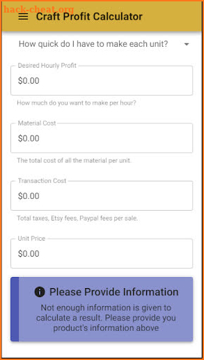 Craft Profit Calculator screenshot