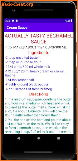 Cream Sauce recipes screenshot